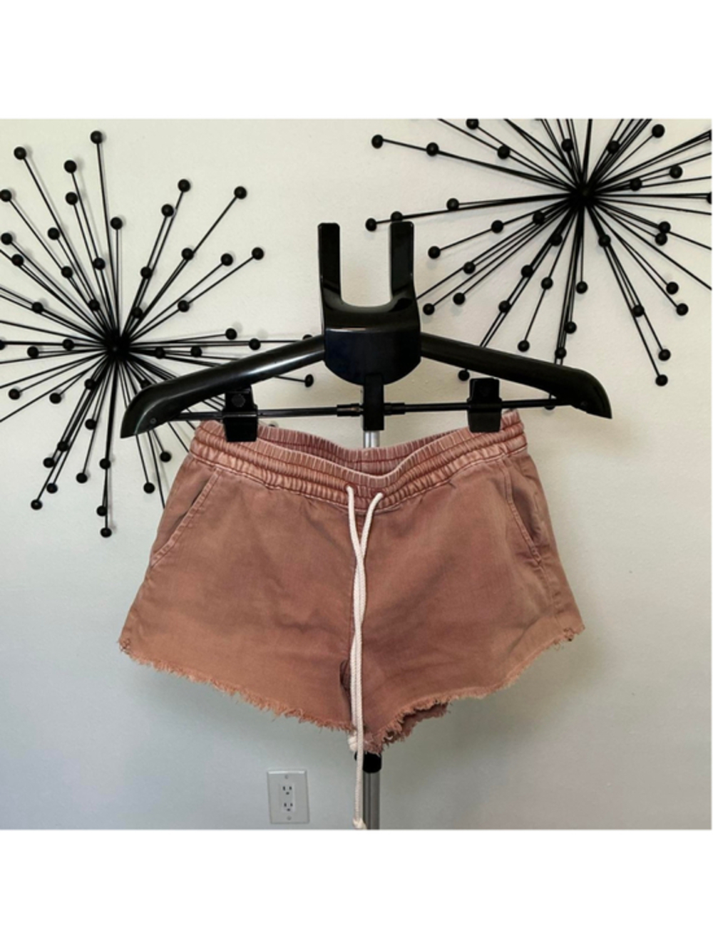 Aerie Pink Frayed Hem Drawstring Shorts XS